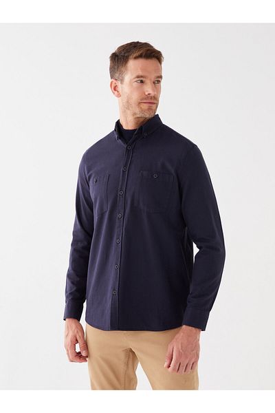 LC Waikiki Men's Gabardine Shirt - Regular Fit, Long Sleeve