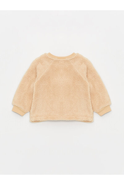 LC Waikiki Crew nyakú, hosszú ujjú kisfiú plüss kardigán és nadrág szett 2 darabból