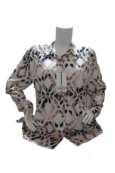 BY AKTEPE Plus Size Diamond Patterned Brown Women's Shirt 1006/1