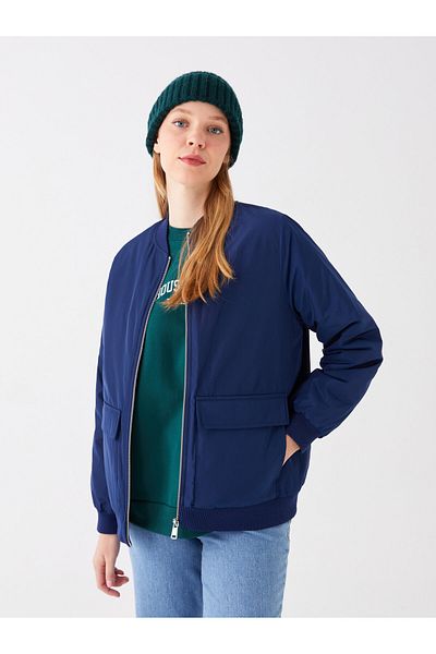 LC Waikiki Women's College Collar Plain Bomber Coat