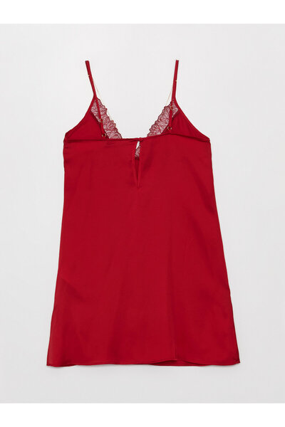 LC Waikiki V-Neck Chain Detailed Strappy Women's Nightgown