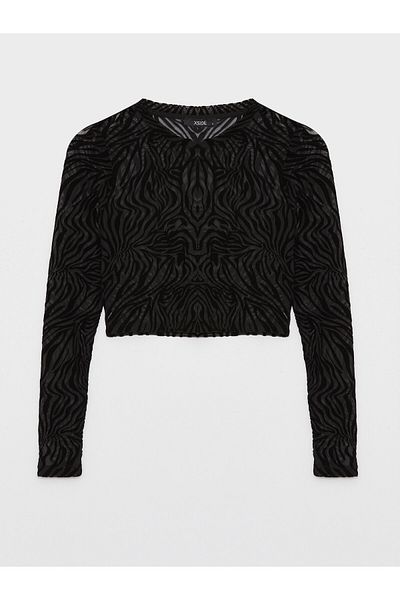 LC Waikiki Dámský střih s dlouhým rukávem se vzorem Crew Neck