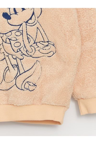 LC Waikiki Vyšívaná plyšová dívčí mikina s kapucí Minnie Mouse
