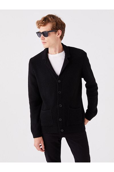 LC Waikiki Standard Mold Jacket Collar Men's Knitwear Cardigan