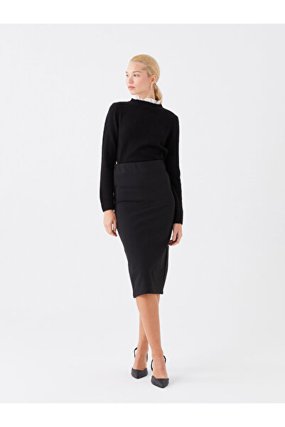 LC Waikiki Dámský úpletový svetr – výstřih, pevný dlouhý rukáv