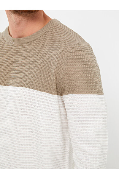 LC Waikiki Bisiklet Yaka Uzun Kollu Renk Bloklu Erkek Triko Kazak