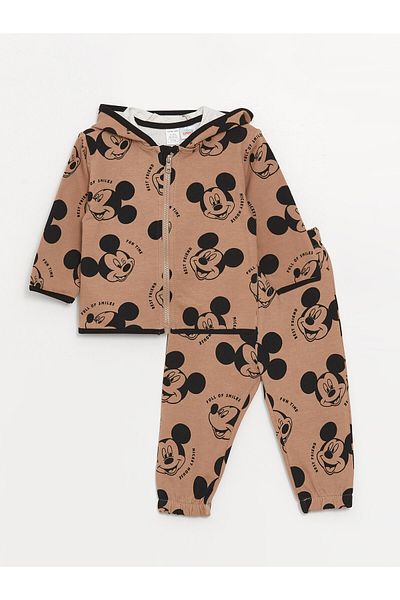 LC Waikiki Kapucnis hosszú ujjú Mickey Mouse nyomott kisfiú pulóver és tréningruha alsó 2 csomag