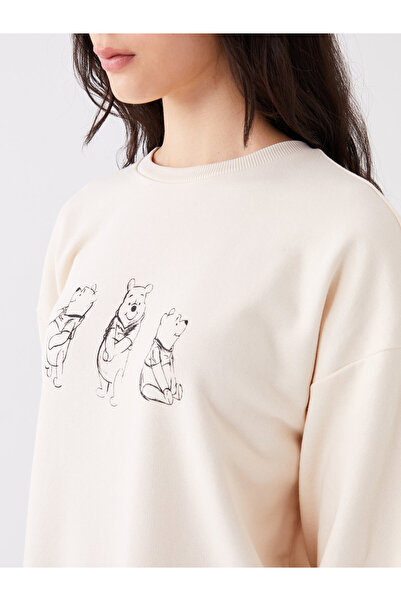 LC Waikiki Oversize dámská mikina s dlouhým rukávem a potiskem Medvídek Pú Crew Neck