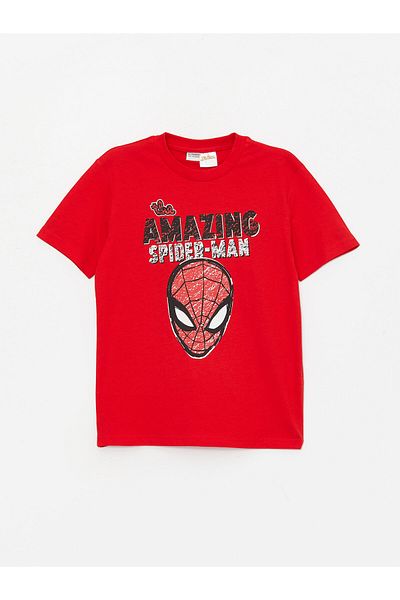 LC Waikiki Kurzarm-T-Shirt für Jungen mit Rundhalsausschnitt und Spiderman-Aufdruck