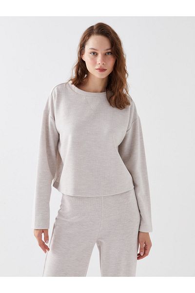 LC Waikiki Übergroßes Damen-Sweatshirt – Rundhalsausschnitt, solide lange Ärmel