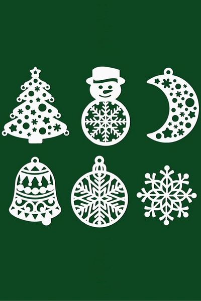 AVMmarketim Бяла коледна украса за елха, 6 бр. Коледна украса Christmas Ornament