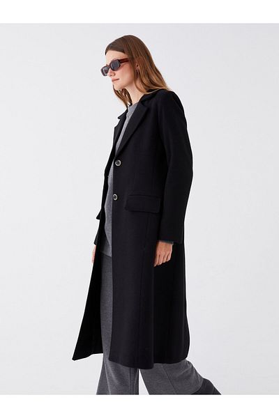 LC Waikiki Plain Stamped Women's Coat - Jacket Collar