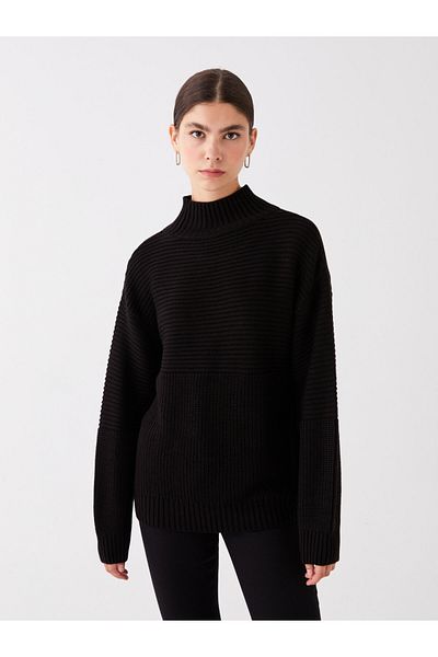 LC Waikiki Half Turtleneck Plain Long Sleeve Oversize Women's Knitwear Sweater