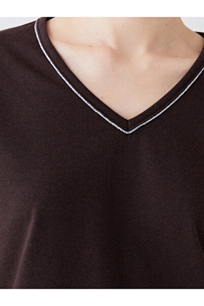 LC Waikiki Dámské tričko s dlouhým rukávem s výstřihem do V