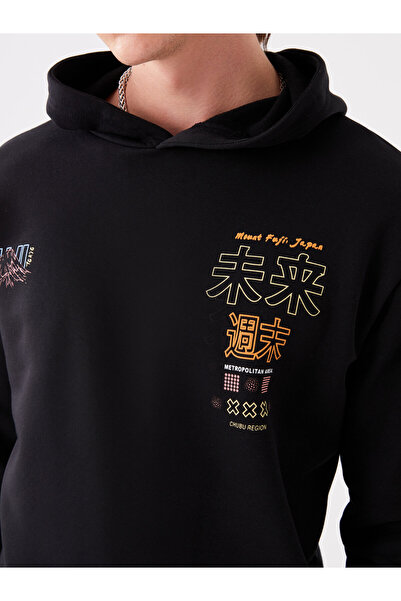 LC Waikiki Uzun Kollu Baskılı Erkek Hoodie