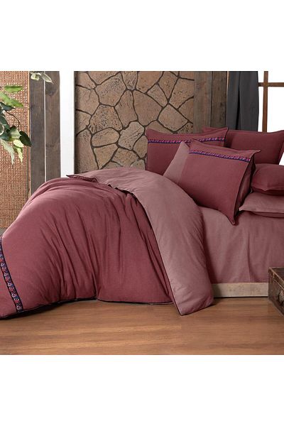 Sarev Set de husă de pilote Enrike Claret Red, 100% flanel de bumbac