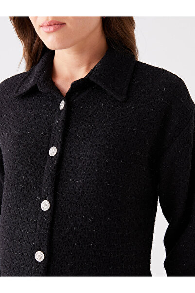 LC Waikiki Plain Long Sleeve Maternity Tweed Shirt Jacket