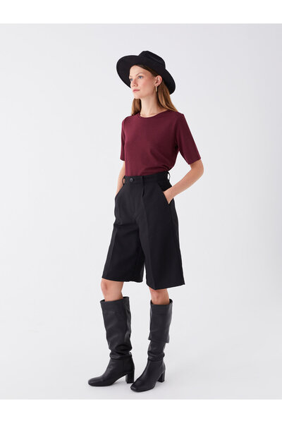 LC Waikiki T-shirt damski — okrągły dekolt, jednolity krój, krótki rękaw