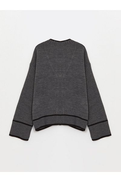 LC Waikiki Damen-Strickjacke mit langen Ärmeln und V-Ausschnitt in Übergröße