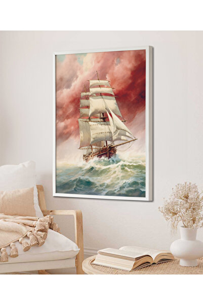HOMEPACK Pictură unică înrămată Seria barca cu pânze Pictură poster clasică T...
