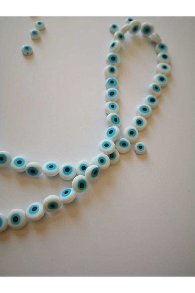PASAMİA White Acrylic Evil Eye Bead 8 mm (10 pcs)