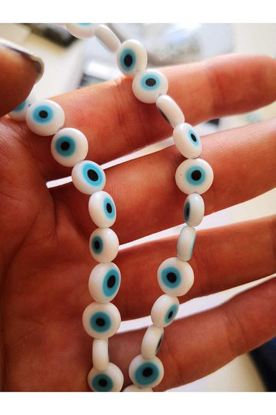 PASAMİA White Acrylic Evil Eye Bead 8 mm (20 pieces)