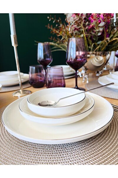 CASA DE BELLA Silver Modern 120 Parça 12 Kişilik Yemek Takımı Ve Çatal Kaşık Bıçak Takım Seti