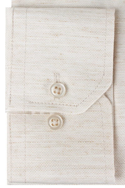 Varetta Men's Beige Plain Melange Long Sleeve Classic Cut Collar Buttoned Shirt with Pockets