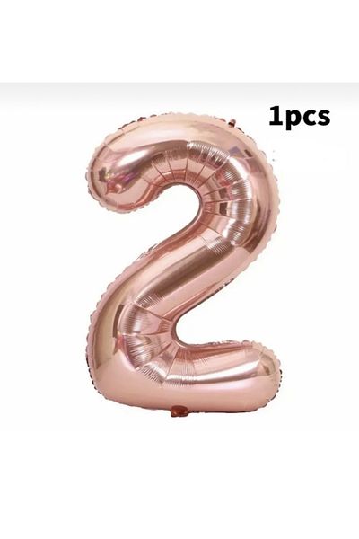 Yogi parti 2 Number Foil Rose Gold Balloon 34 Inch 76 Cm