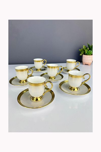 ACAR Nova Gold 6-Piece Porcelain Cup Set