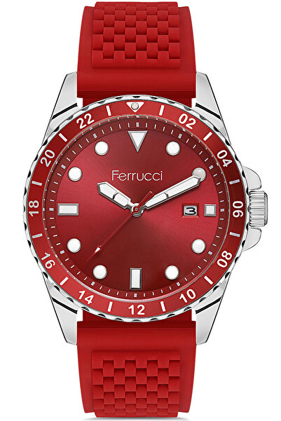 Ferrucci Erkek Kol Saati Çelik Kasa Slikon Kordon Su Geçirmez Takvimli Spor M...
