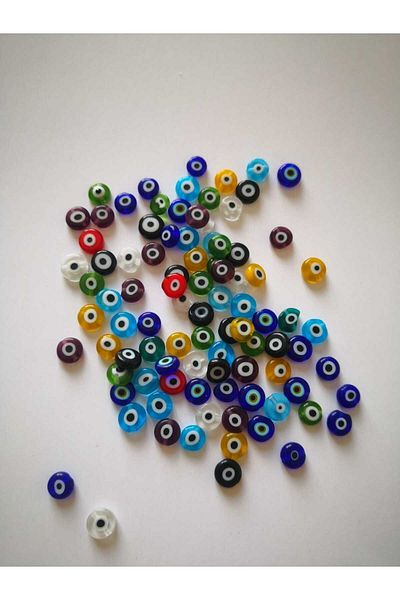 PASAMİA Glass Colored Evil Eye Bead 5 mm (25 Pieces)