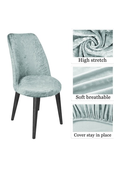 etleshome Kadife Sandalye Kılıfı Retro Oval Sandalye Örtüsü Sandalye Kuruma Tekli. Renk: Gri