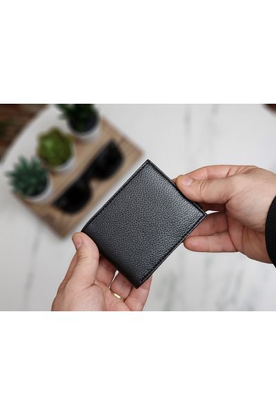 Astakos Original Classic Stylish Thin Leather Wallet Portfolio 9 Credit Card Holders Coin Compartment Floter Black