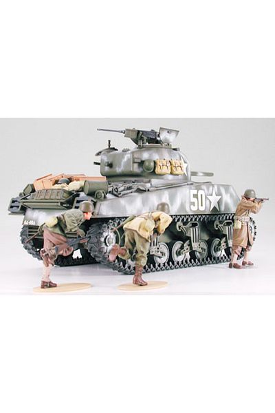 TAMIYA 1/35 USM4A3 Sherman with 75mm Plastic Tank Model Kit, Disassembled Hobby Set