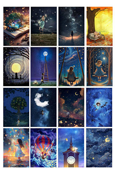 TELLGRAF مجموعة بطاقات بريدية بموضوع النجوم (10x15 سم 16 قطعة)