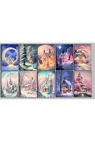 TELLGRAF مجموعة بطاقات بريدية لامعة بموضوع السنة الجديدة (10×15 سم 10 قطع)