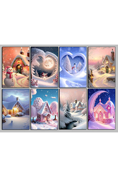 TELLGRAF مجموعة بطاقات بريدية لامعة بموضوع السنة الجديدة (10x15 سم 8 قطع)