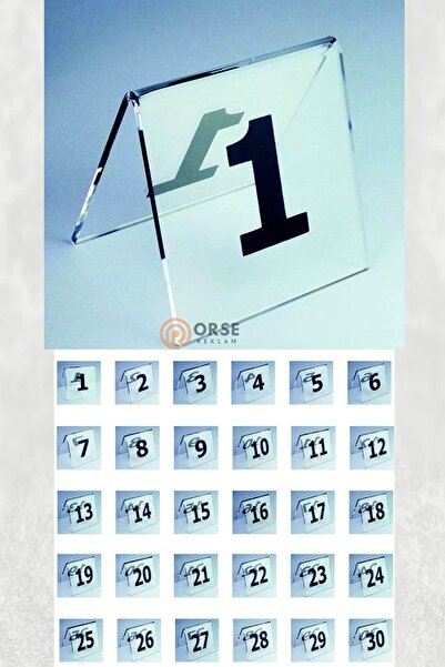 Orse Reklam Masa Numarası Pleksi 1-30 Arası