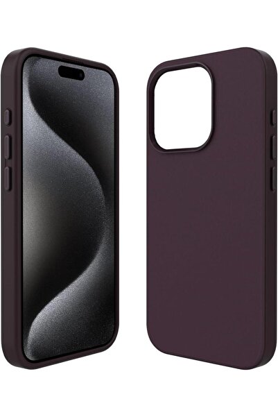 UnDePlus Apple iPhone 15 Pro Kılıf Magsafe Nubuk Tarzı Mikro Fiber Mimoza Kapak