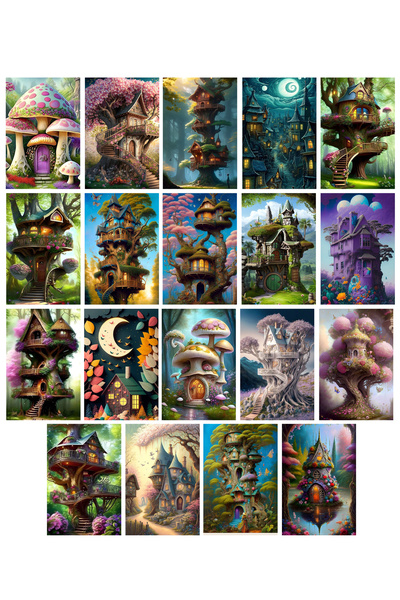 TELLGRAF مجموعة بطاقات بريدية بموضوع بيوت الأشجار (10x15 سم 19 قطعة)