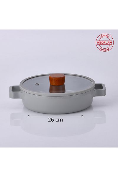 NEOFLAM Fika Gray 4 Piece Practical 26 cm Pot Pan Wok Set