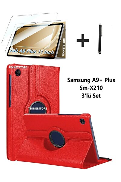TEKNETSTORE Samsung Galaxy Tab A9+ Plus 11 Inç Tablet Uyumlu 360 Döner Pu Der...