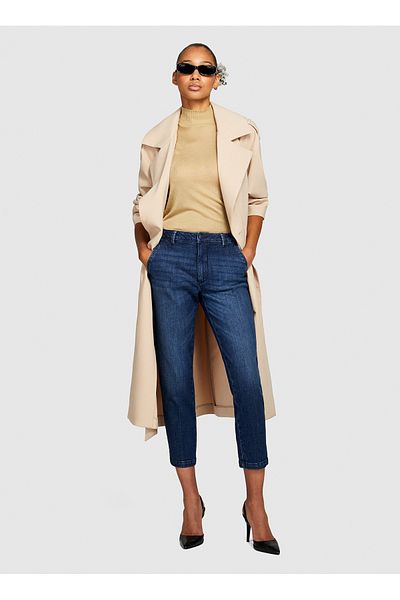 Sisley Pantaloni de damă albaștri slim cu talie înaltă 44ZALF02J