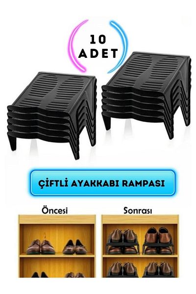 bimbambom Double 10-Piece Shoe Ramp - In-Cabinet Organizer Organizer