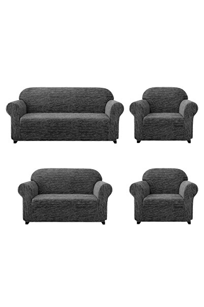 Bright Home Husa pentru canapea, scaun, canapea extensibilă, model cu bare, elastică, fără tiv, 3+2+1+1 set