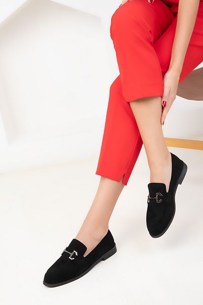SOHO Schwarze Wildleder Damen Freizeitschuhe 18561