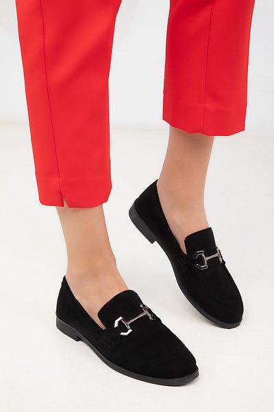 SOHO Schwarze Wildleder Damen Freizeitschuhe 18561