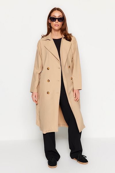 Trendyol Collection Beige Belted Button Closure Trench Coat TWOAW24TR00063