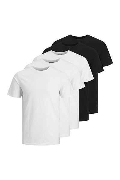 Jack & Jones JACK&JONES Men's T-Shirt, 5-Pack - JJEORGANIC BASIC TEE O-NECK, Short Sleeve, Organic Cotton